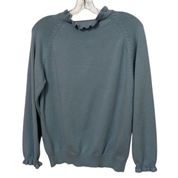 BTFBM Blue Knit Sweater Womens Size Large Ruffles Long Sleeves - Picture 5 of 10